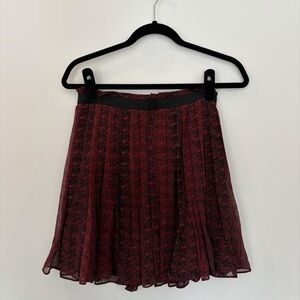 Club Monaco Burgundy Pleated Floral Skirt